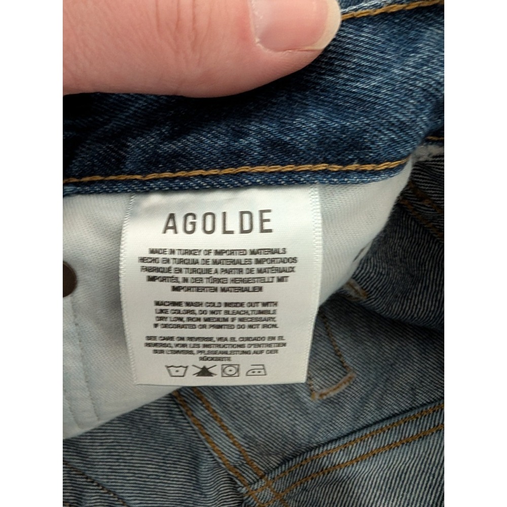 Agolde Parker Denim Shorts Vintage Blue Cut Off High Rise Distressed Size 26 - Picture 5 of 13